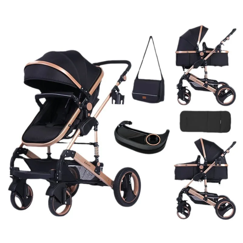 Cochecito de bebé plegable ligero bidireccional, absorción de impacto, cochecito Simple para niños recién nacidos, paisaje alto - imagen 3