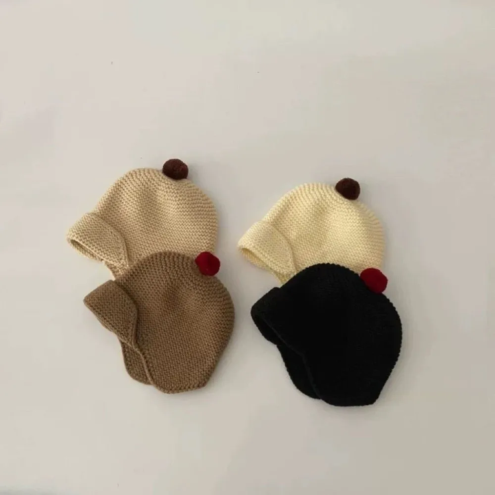 Nuevo Orejeras cálidas de invierno, gorro tejido de Color sólido a prueba de viento, gorro cálido de diseño bonito para niños y niñas - imagen 4