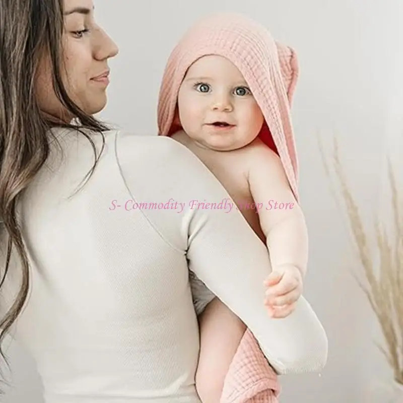 85ae 【2 paquete】 Toalla para bebés con capucha Manta gasa algodón, súper suave y absorbente para del baño, - imagen 2