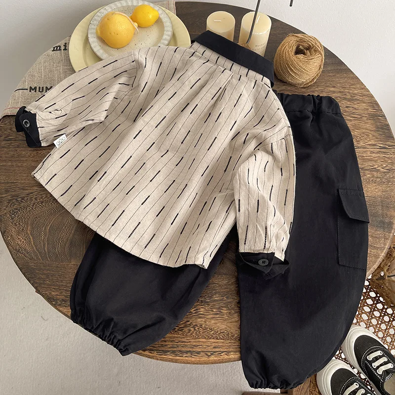Conjunto infantil de punto para niño – Camisa y pantalón de invierno