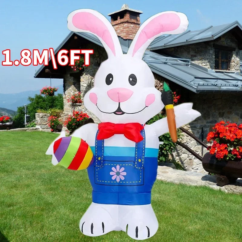Juguetes inflables luminosos con luces LED para Paintbrush, conejo de pascua, modelo inflable, decoración de vacaciones al aire libre, 1,8 M/6 pies - imagen 2