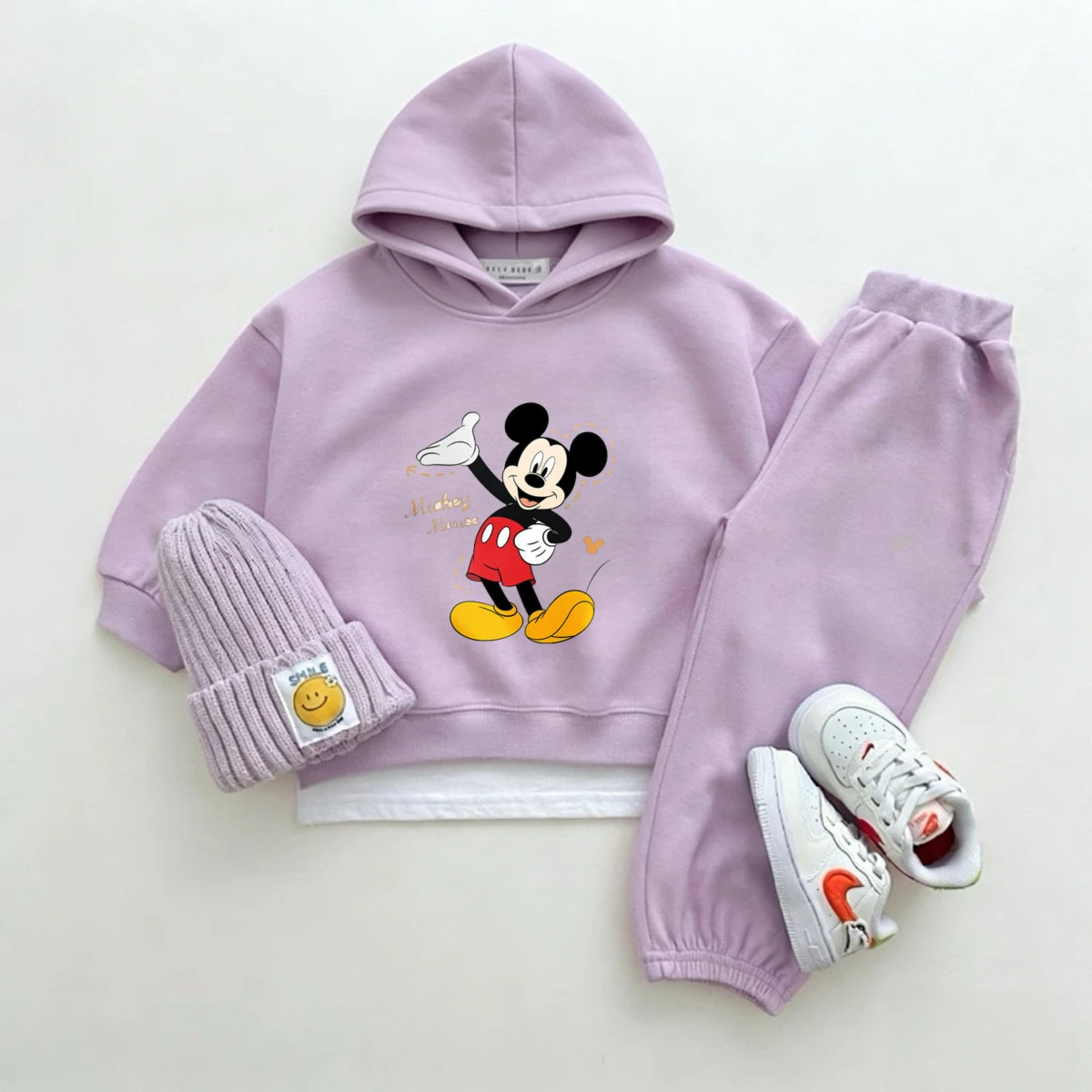 Trajes morados para niñas, disfraz de otoño de Disney, conjunto de 2 piezas de manga larga, ropa exterior, nueva sudadera informal de moda + pantalones, ropa para niños