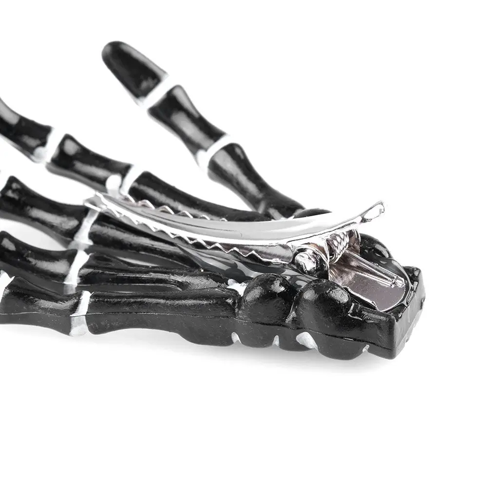 2X horquilla con forma de garra de hueso para mujer, pinza para el pelo de mano con esqueleto de calavera Harajuku para Halloween - imagen 3
