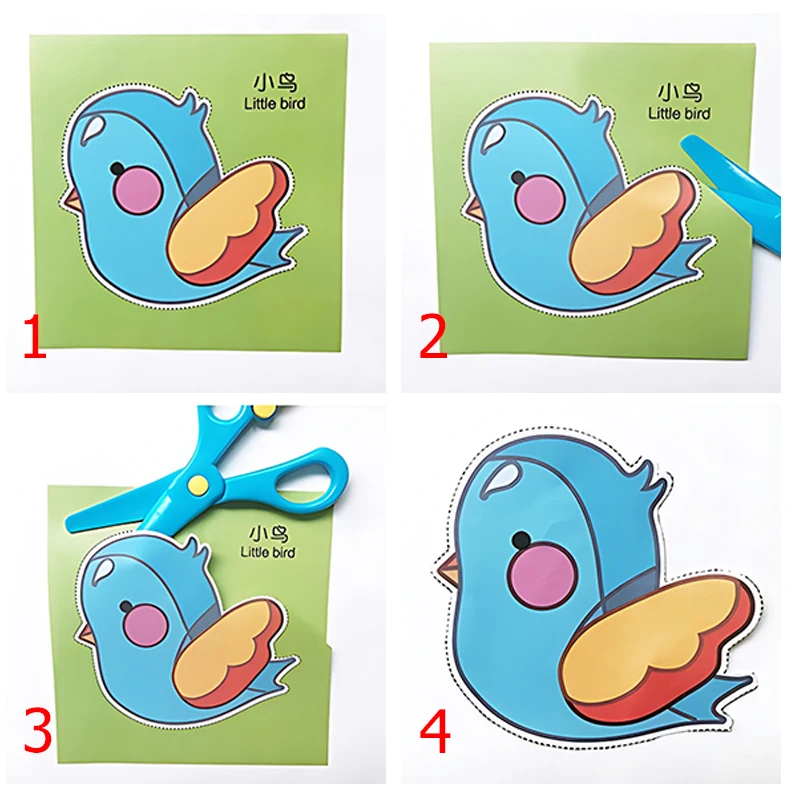 Juego de corte de papel de 48/96 hojas, corte de papel colorido con tijeras, bricolaje, hecho a mano, cognición, animales, frutas, papel, regalo artesanal ZYF - imagen 4