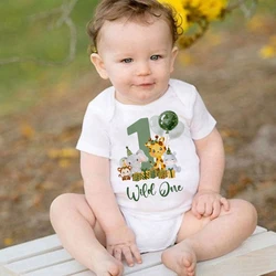 Pelele body estampado Safari para el primer cumpleaños del bebé