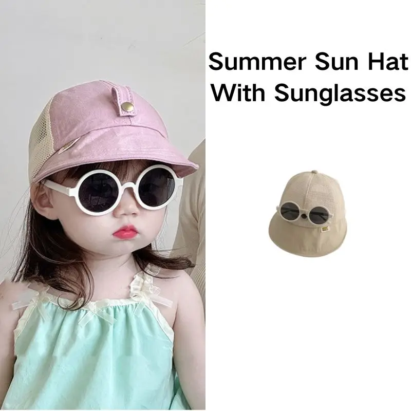 Gorra solar infantil con gafas y malla transpirable verano 1-3 años - imagen 4