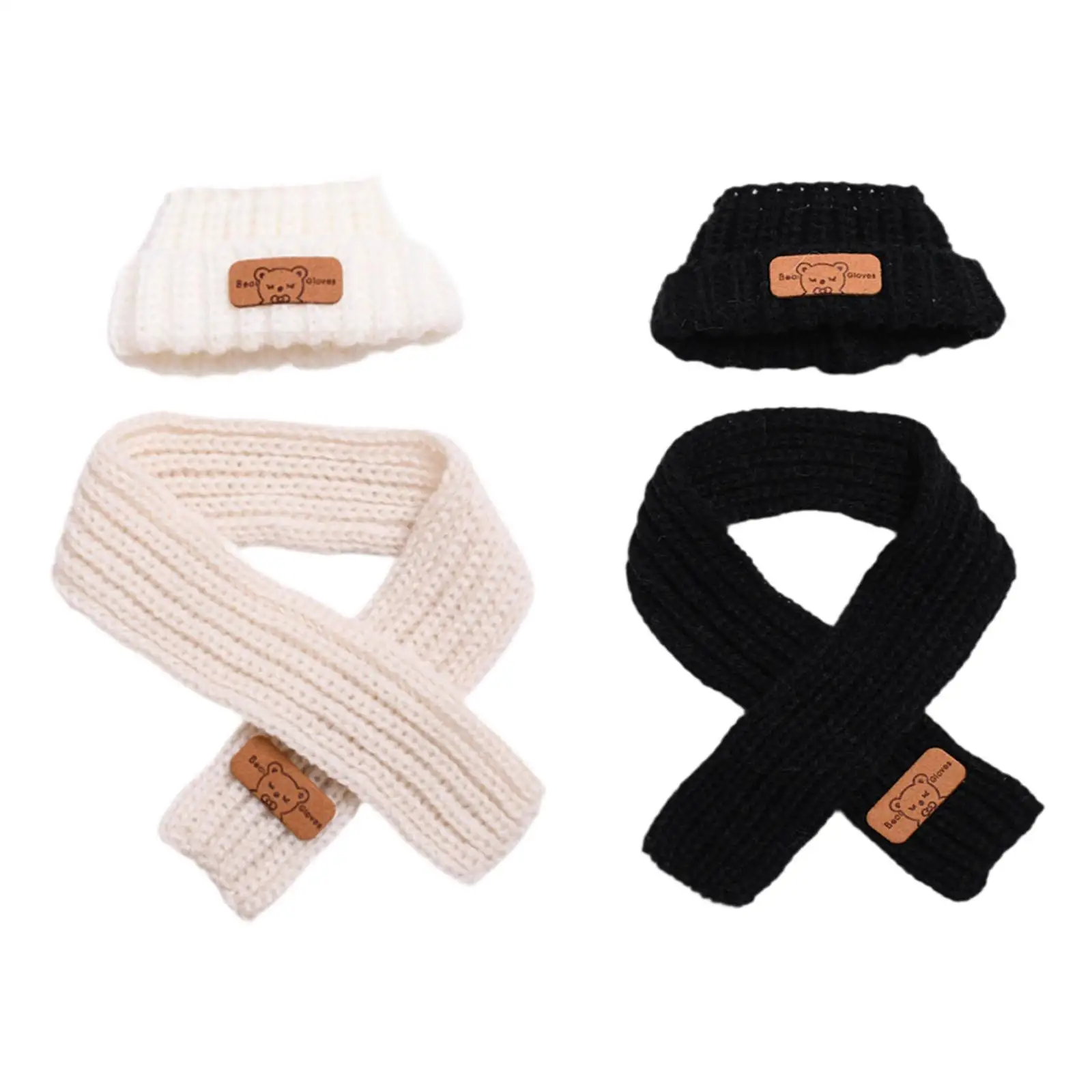 2x Doll Clothes Doll Outifits Hat and Scarf Set Photo Props DIY Doll Toy Stuffed Animals Clothes Cute for 15/17 cm Plush Doll
