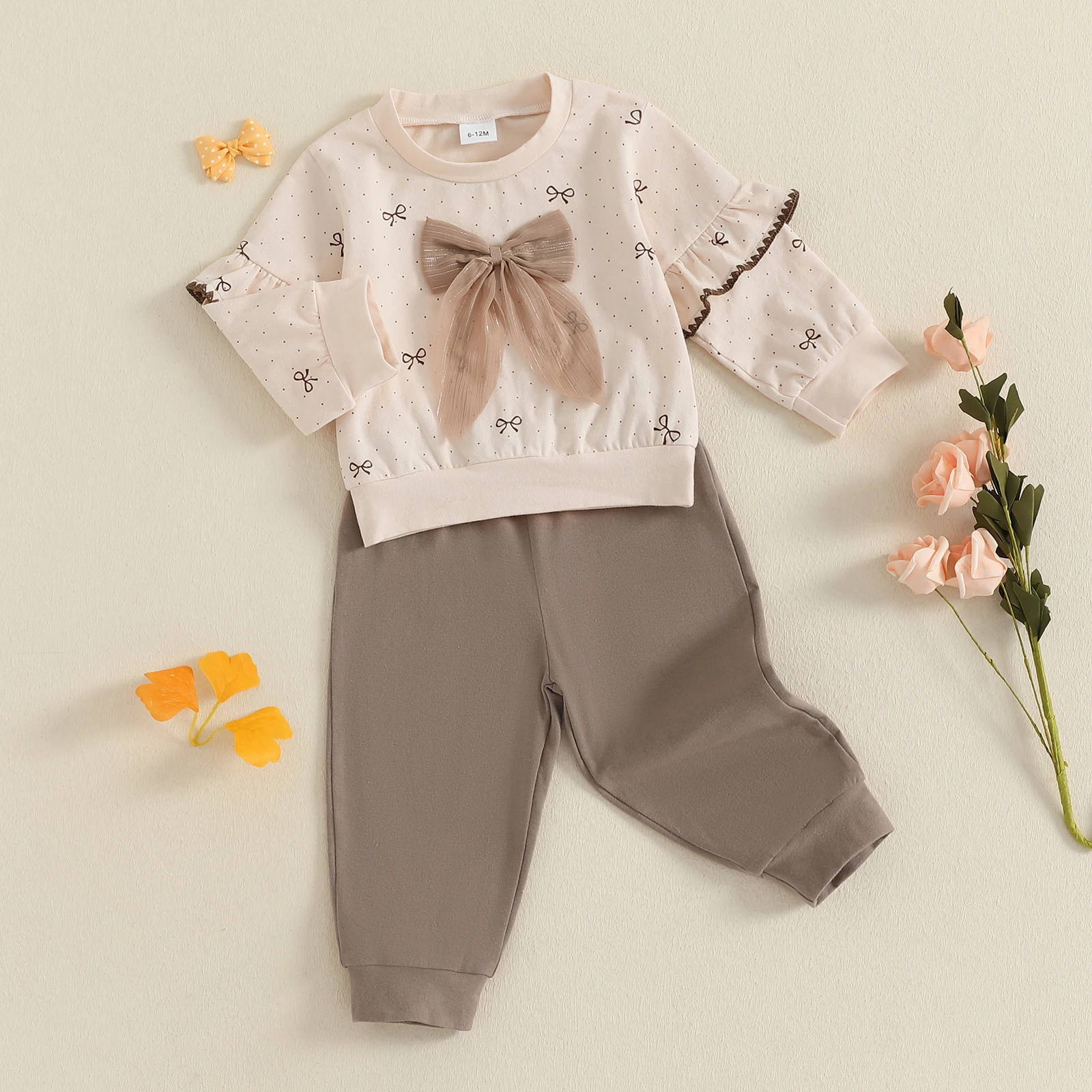 Conjunto otoño niña: jersey manga larga con lazo 3D y pantalón - imagen 4