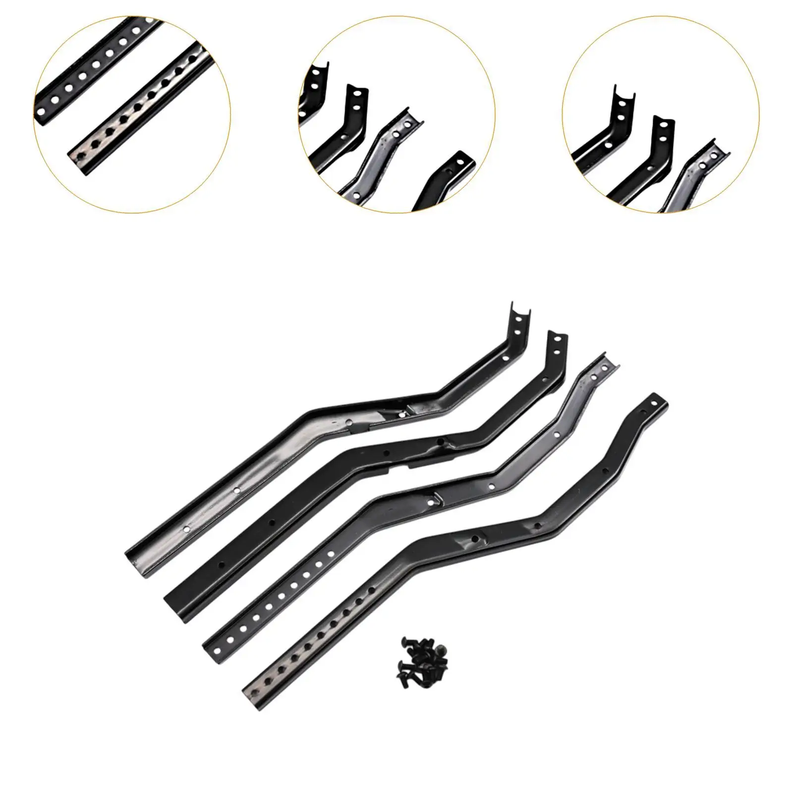 4x 1/10 RC Chassis Frame Rails Spare Parts Sturdy Metal Frame Rail Set for SCX10 4x 1/10 RC Chassis Frame Rails Spare Parts Sturdy Metal Frame Rail Set for SCX10