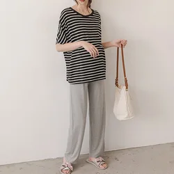 Pantalones de maternidad de algodon - pierna ancha, cintura alta