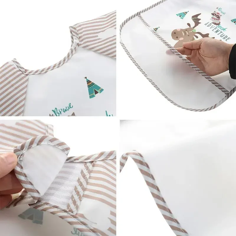 Ropa para eructar para niños y niñas de 0 a 3 años, bata impermeable para comer, delantal artístico sin mangas con dibujos animados para bebés, bata de Animal, babero suave para bebé - imagen 3