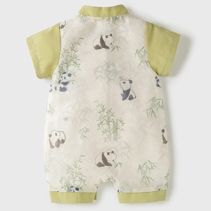 Ropa de verano para recién nacido, monos de manga corta con dibujos de Panda, estilo chino, BC400 - imagen 2