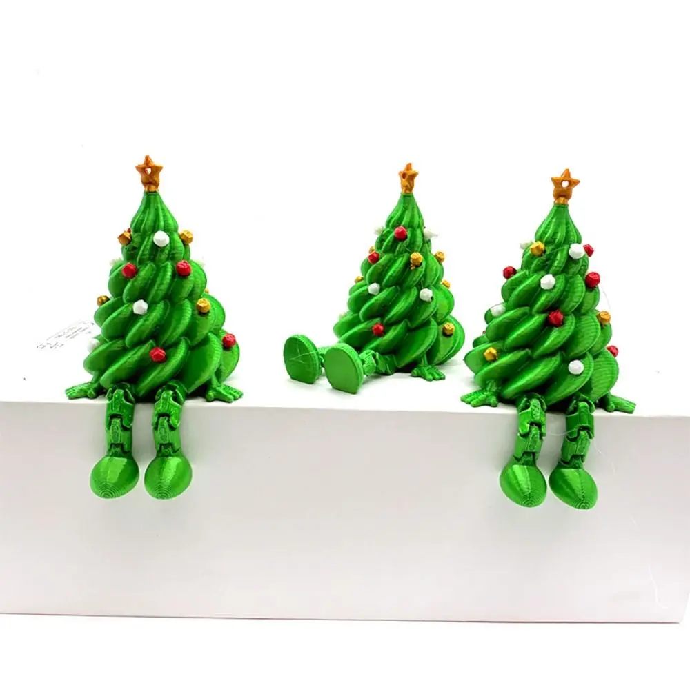 Decoración de fiesta, árbol de Navidad impreso en 3D colorido, decoración navideña única y divertida, decoración de mesa articulada verde para sala de estar - imagen 3