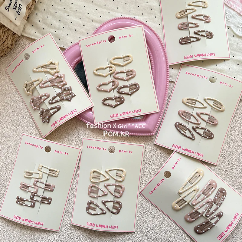 6 unids/set Beige café Color crema niños niña Clip de pelo simplicidad Linda moda coreana pasadores lindo Bang Clip LATERAL sombreros - imagen 3