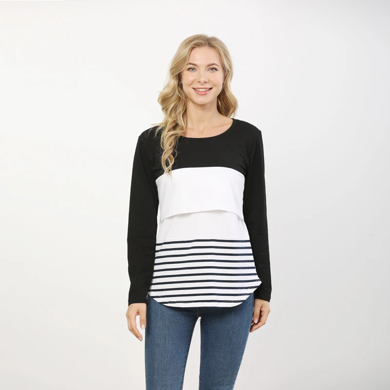 Primavera otoño manga larga embarazo ropa de maternidad camisetas de lactancia para mujeres embarazadas camisetas de lactancia camiseta de lactancia - imagen 5