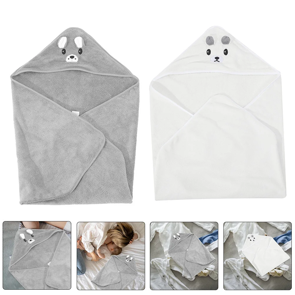 Toalla de baño para niños, 2 uds., forro polar Coral, suave y absorbente, capa de toalla de ducha para niños pequeños, adecuada para interiores y exteriores - imagen 5