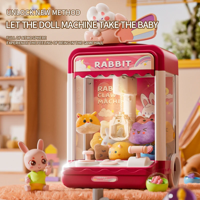 Large doll grabbing machine, toy party clip, doll twisting machine, household lighting and music, two power supply modes, drawer