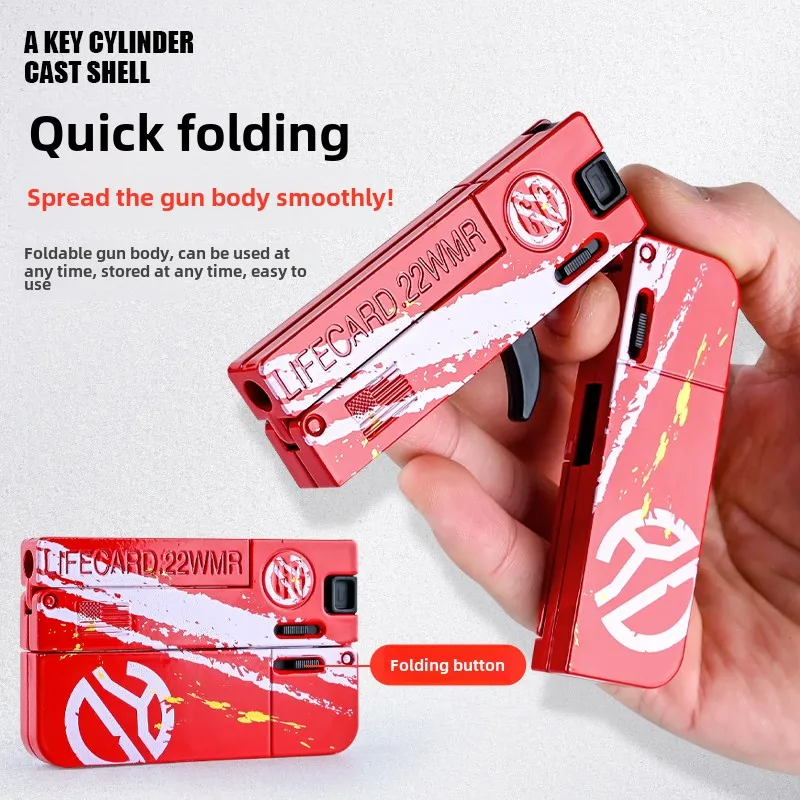 Pistola plegable de aleación Lifecard mejorada 2,0, juguete de bala suave, modelo de tiro, pistola para adultos, niños, regalos de cumpleaños - imagen 3