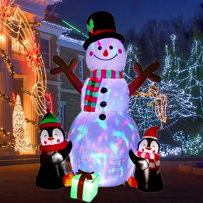 Juguetes inflables con luces LED, decoración de Navidad, 1,8 M, muñeco de nieve, pingüino, regalo de Navidad, utilería para patio, decoración interior y exterior - imagen 3