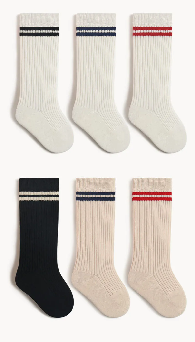5 par/lote MILANCEL nuevas medias de primavera para niños 0-8T calcetines elegantes Preppy para bebés medias de rayas bloqueadas de Color para niñas - imagen 3