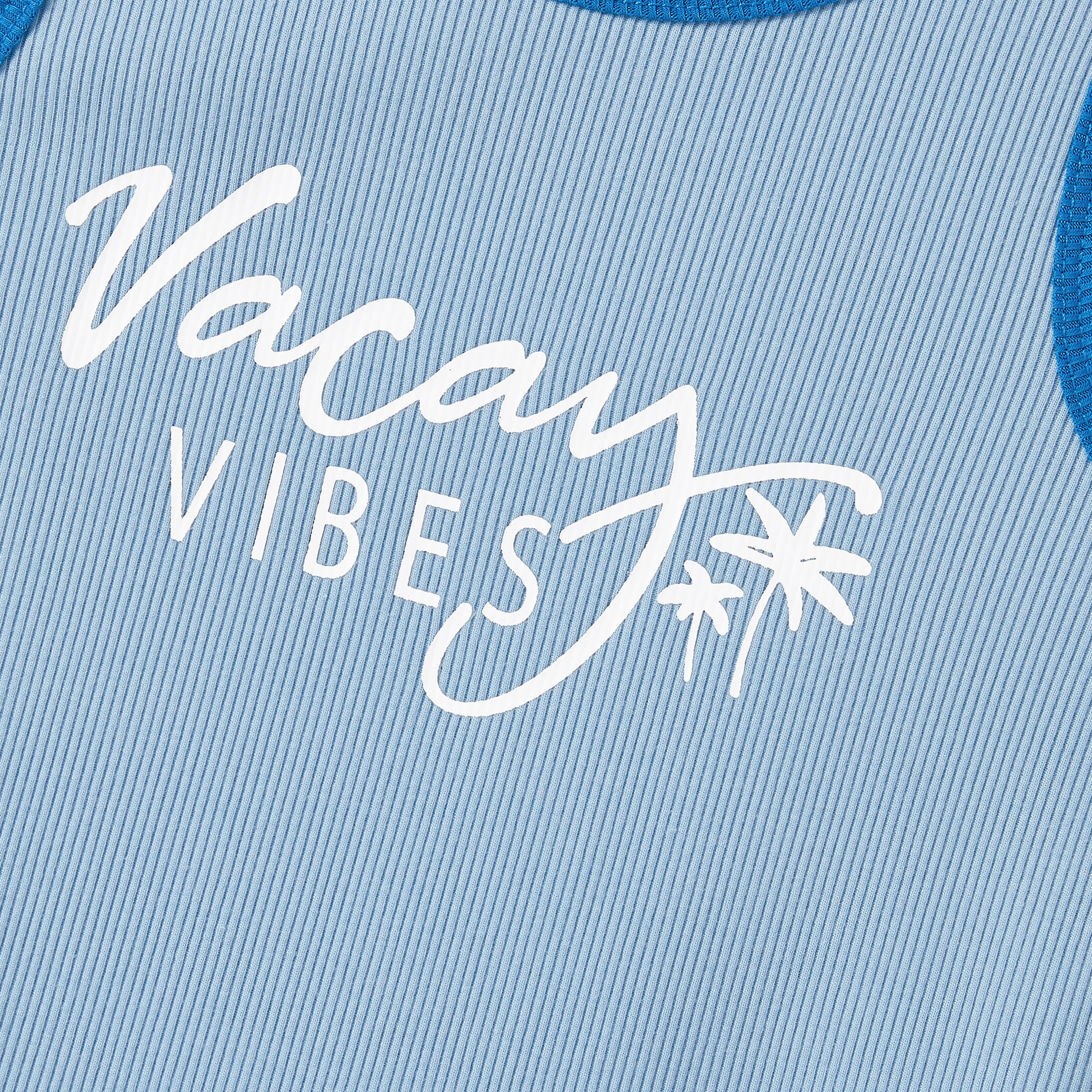 PatPat Mommy and Me Matching Vacation Vibe Camiseta sin mangas acanalada azul claro - imagen 4