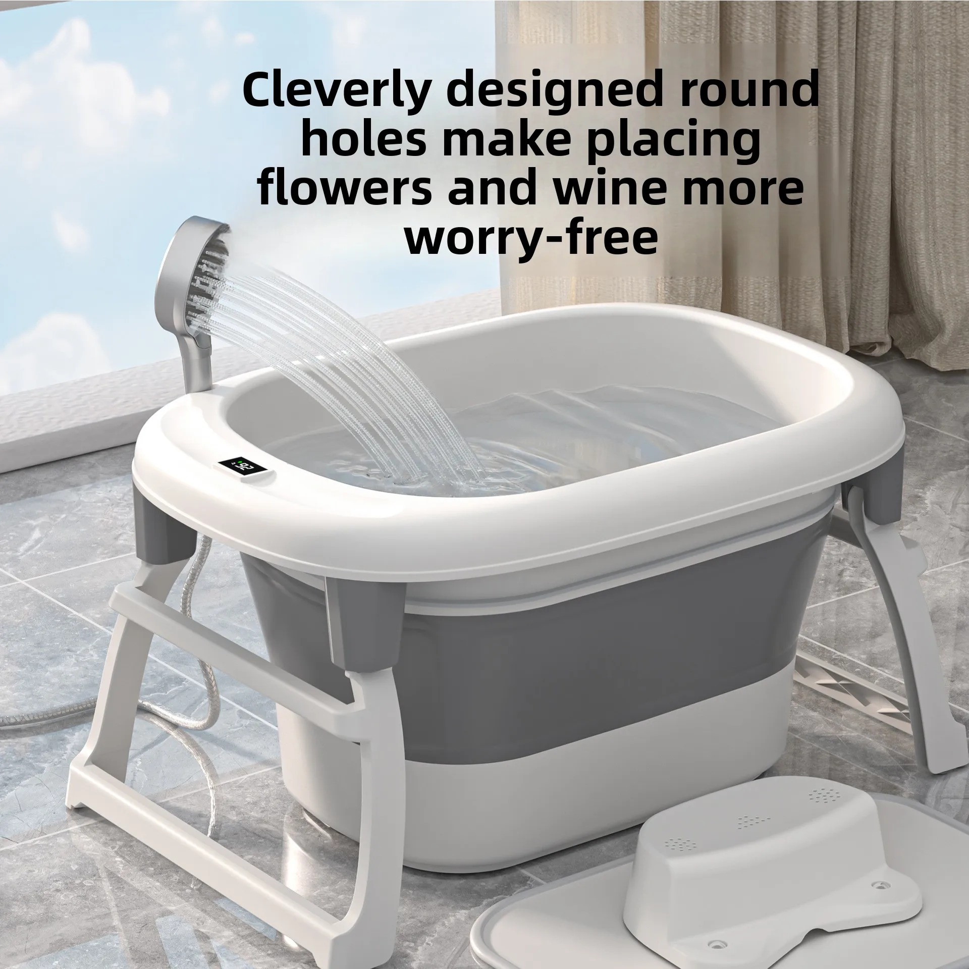 Baño de bebé de 0 a 15 años, cubo de natación grande plegable para sentarse y tumbarse en el hogar, bañera para niños - imagen 5