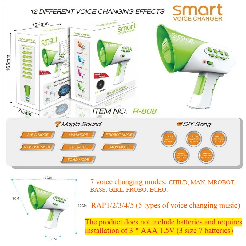 Juguete megáfono cambiador de voz para niños de alta calidad, altavoz eléctrico para juegos de rol y accesorios de broma, el mejor regalo electrónico para fiesta de Navidad - imagen 3