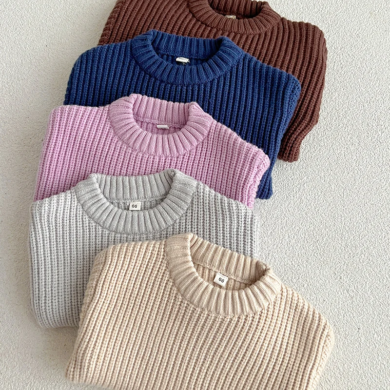 Suéter de punto para bebés y niñas, ropa de otoño para niños pequeños, prendas de punto de algodón suave, Tops de manga larga para bebés de 0 a 6 años