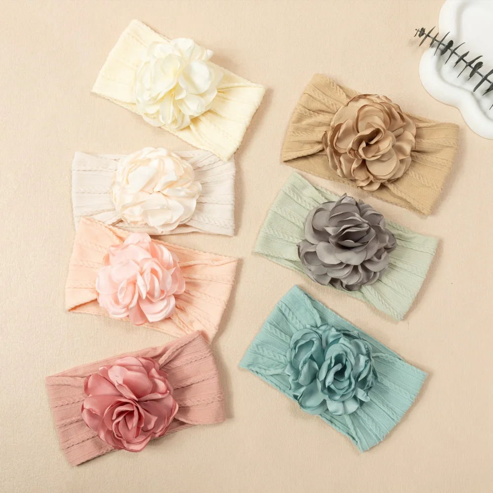 3 unids/set de diademas de flores Kawaii para niñas, diademas de flores de nailon elástico suave, accesorios para fotos, accesorios para el cabello - imagen 3