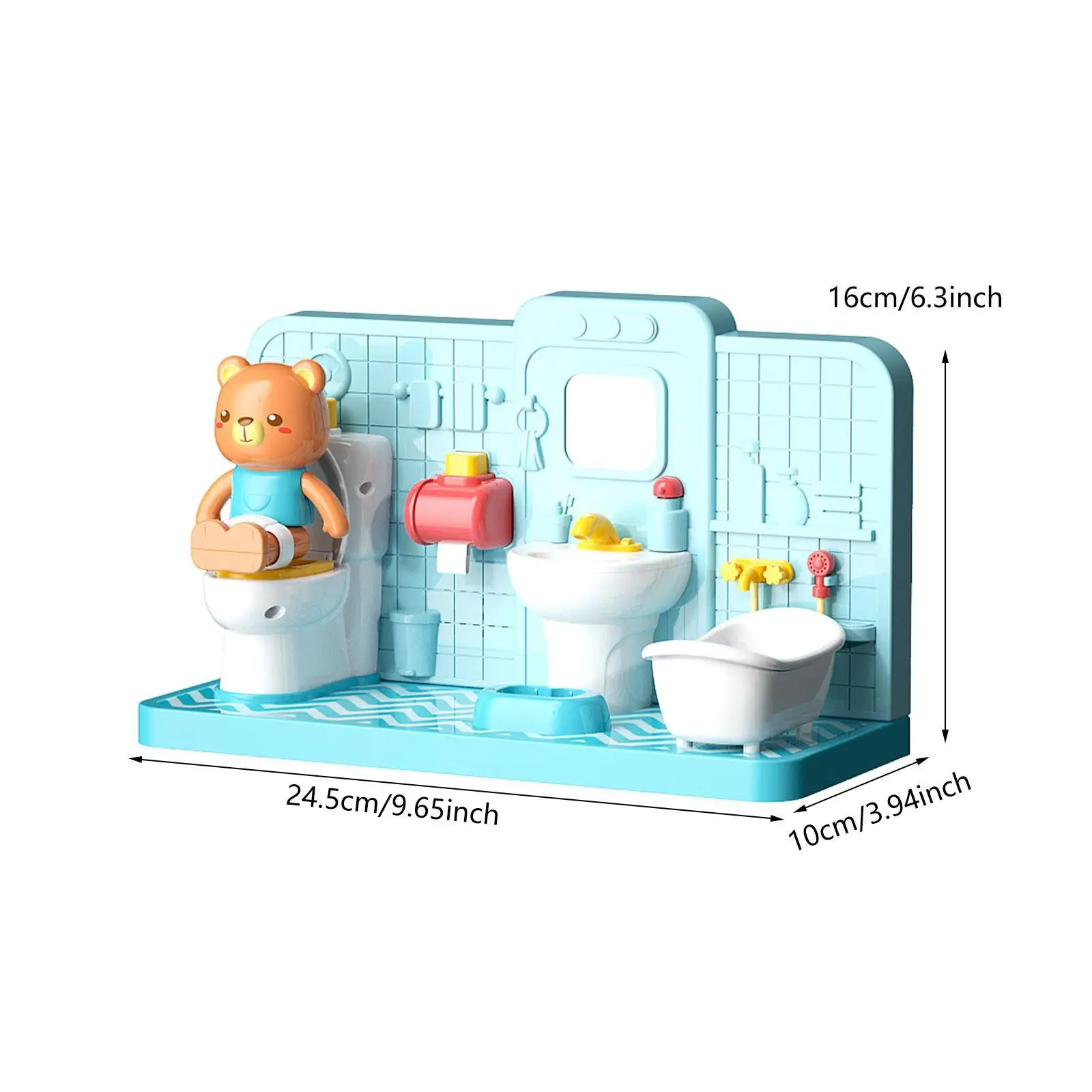 Dollhouse Bathroom Set Pretend Play Toy Dollhouse Toilet Bathtub Play House