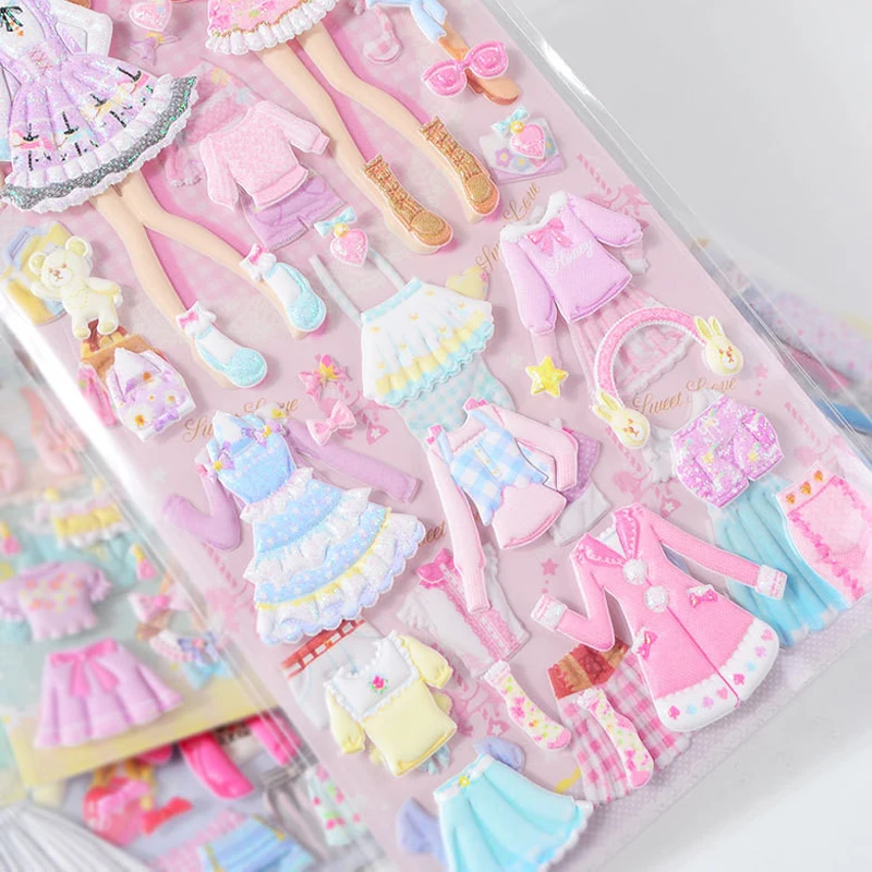1 Uds pegatinas encantadoras chicas de Anime 3D pegatina kawaii DIY Scrapbooking pegatinas de vestir juguetes para niños Pegatinas regalo para niños - imagen 4
