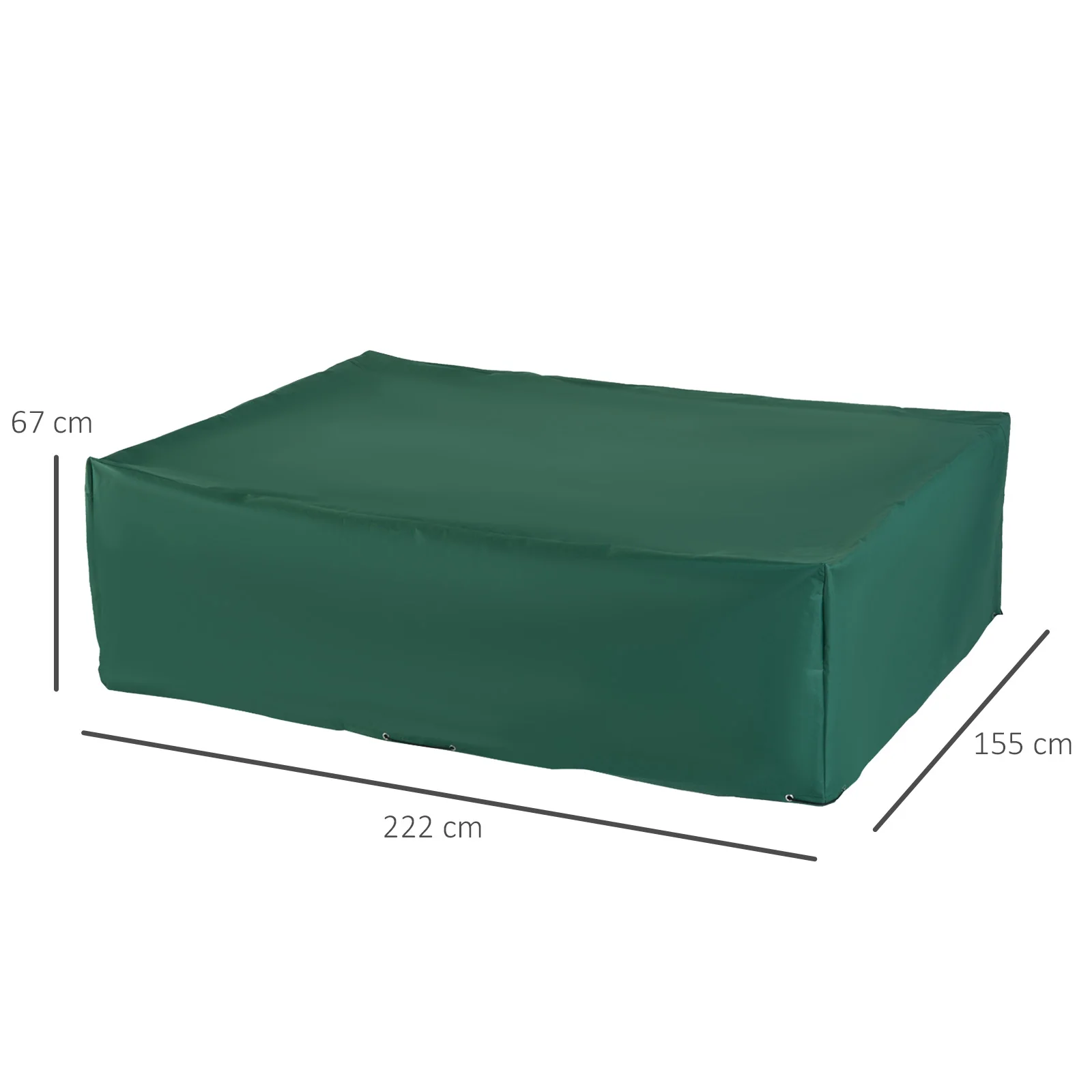 Outsunny Funda para Muebles de Jardín Exterior 222x155x67 cm Funda Mesa Exterior Protectora Impermeable Anti-UV Antipolvo para Terraza Patio Verde Oscuro - imagen 3