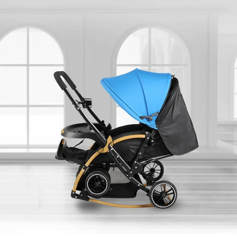 Nuevo cochecito de bebé multifuncional, empuje bidireccional, respaldo de asiento ajustable, modo de mecedora conmutable, cochecito de bebé portátil - imagen 2