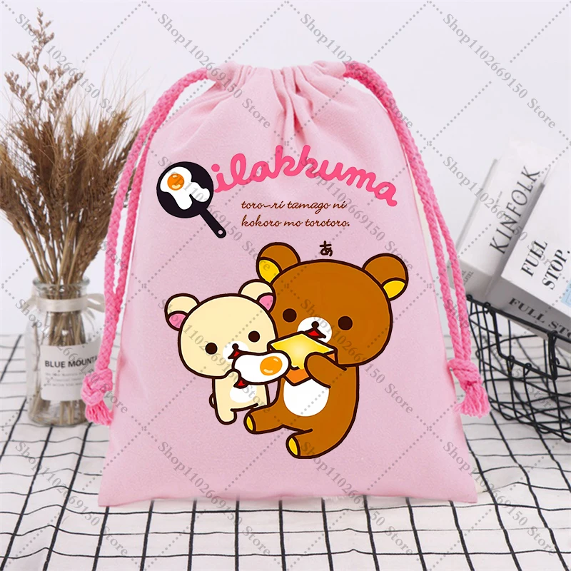 Bolsa de cuerdas Rilakkuma infantil de algodón - imagen 4