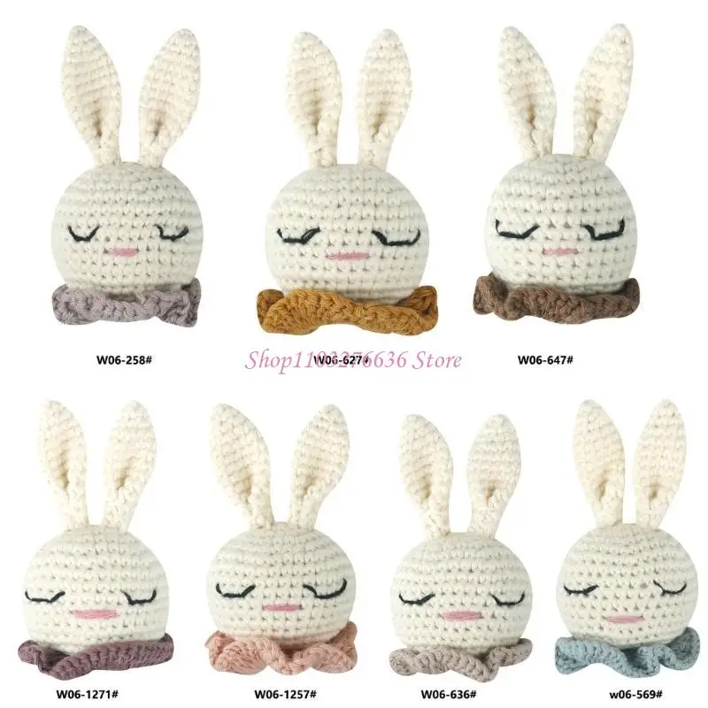 R6FD mordedor conejo tejido a mano, Clip para chupete, DIY, juguete mordedor para aliviar dentición infantil, regalo - imagen 2