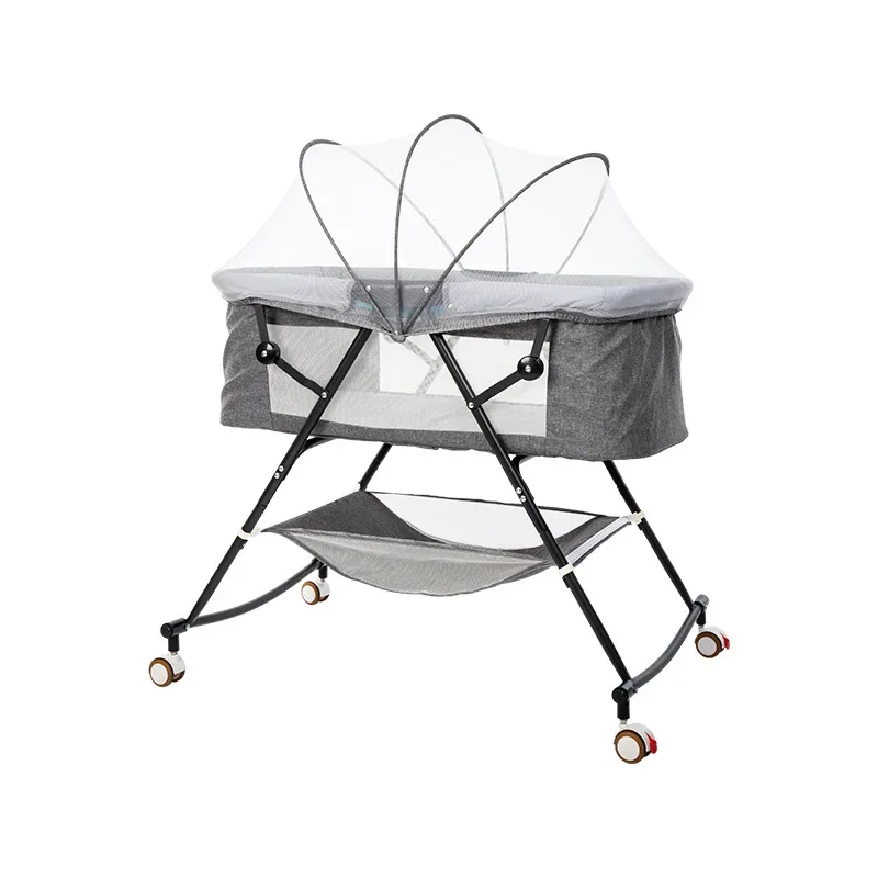 Cuna para bebé recién nacido, cochecito de bebé portátil calmante y calmante, cuna plegable de estilo europeo para dormir, color azul - imagen 5