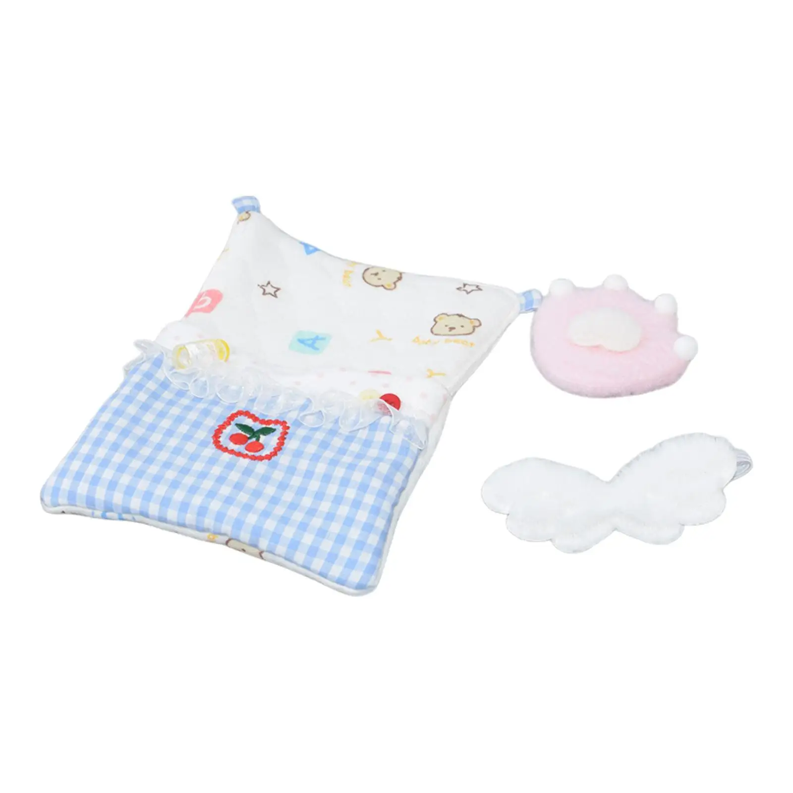 3 Pieces Doll Bedding Accessories Set,Doll Bed Accessories Quilt Pillow and Eye Mask Decorative Cute Comfort Pretend Play 3 Pieces Doll Bedding Accessories Set,Doll Bed Accessories Quilt Pillow and Eye Mask Decorative Cute Comfort Pretend Play