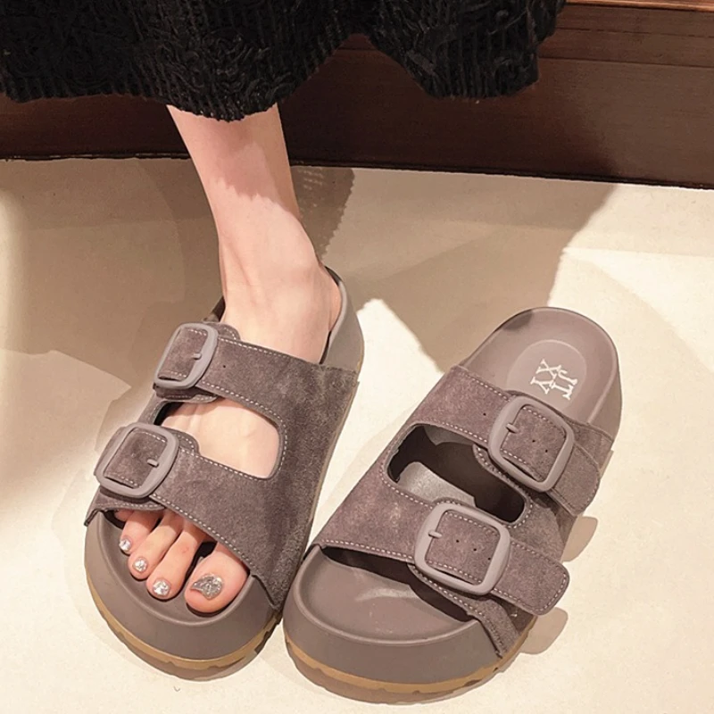 Zapatillas de ocio para mujer, tendencia Retro con hebillas, zapatos informales de verano para mujer, cómodas chanclas de playa, sandalias de plataforma para niñas - imagen 2