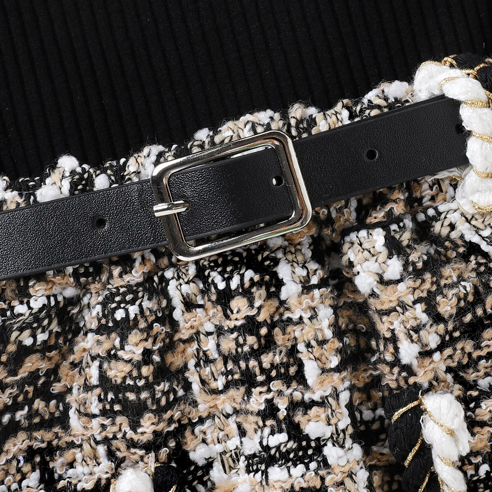 Conjunto de 3 piezas para niña pequeña, Tops de manga larga a la moda, falda a cuadros y cinturón, ropa de Boutique, color negro, primavera y otoño, BC046 - imagen 5