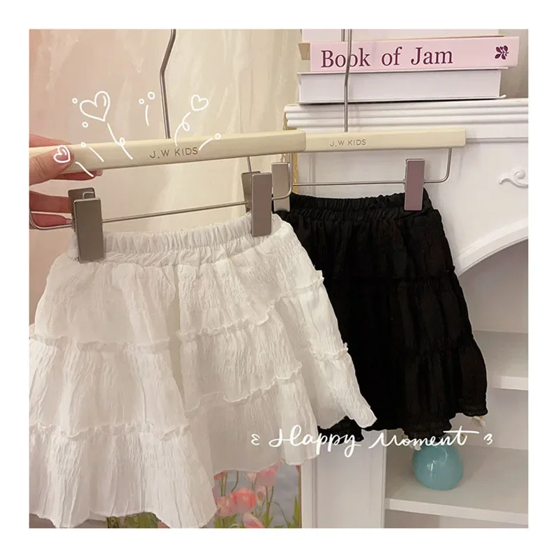 Falda corta elástica para niñas – Moda coreana pastel con encaje