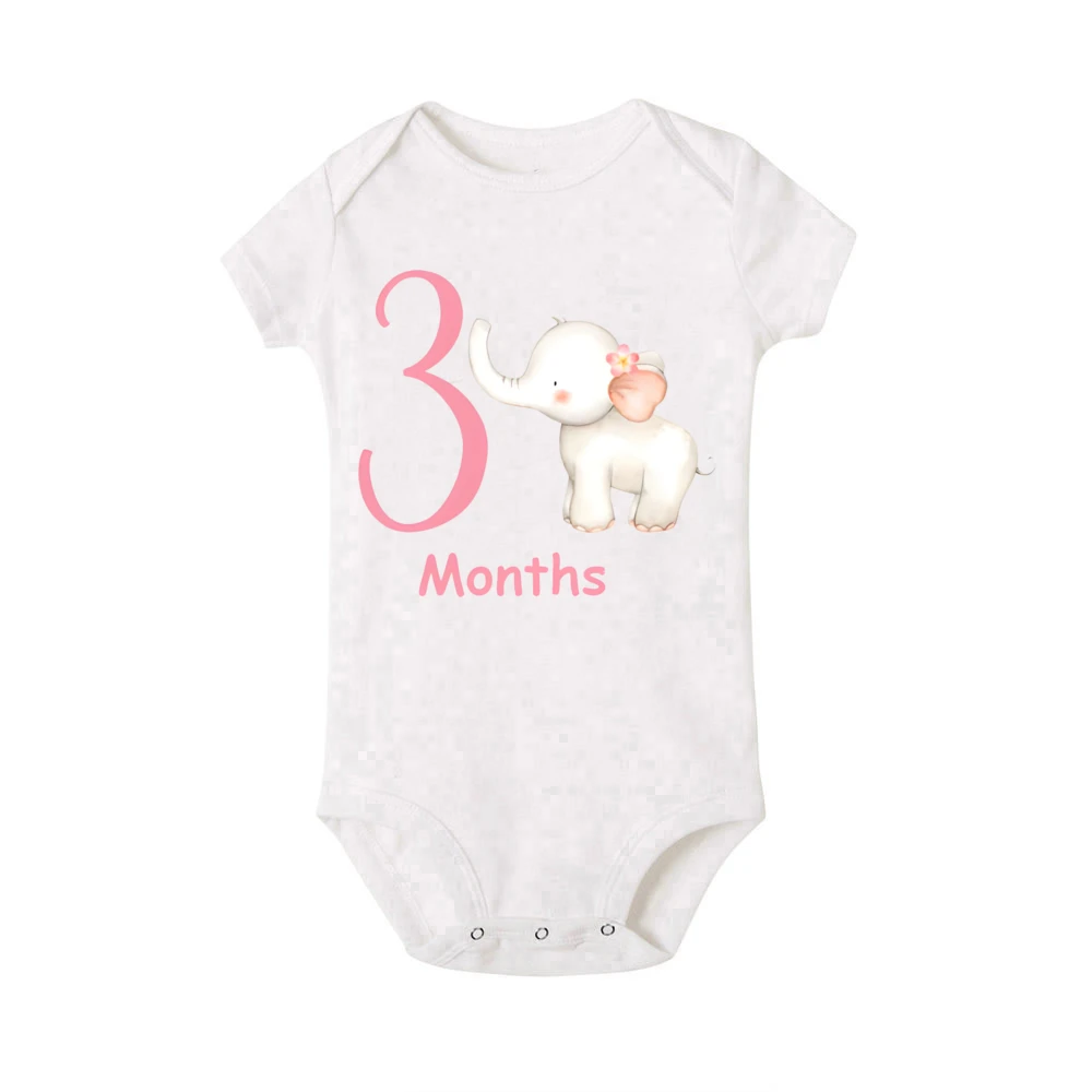 Traje de hito para bebé con estampado de animales de 1 a 12 meses, pelele de hitos mensuales para recién nacido, mono infantil de manga corta - imagen 5