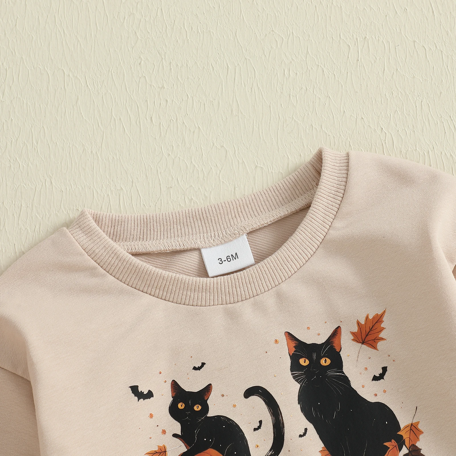 Pelele de Halloween para bebé de 0 a 18 meses, pelele de manga larga con cuello redondo y estampado de gato negro, mono de otoño para recién nacido - imagen 4