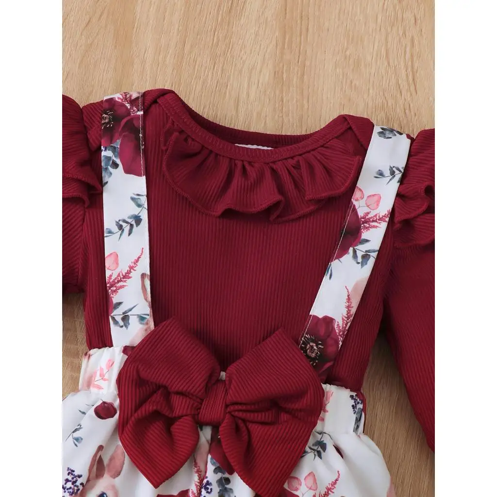 Conjunto bebé Navidad pelele manga larga y pantalón floral suave - imagen 2