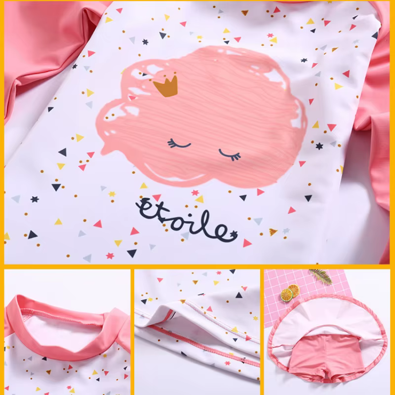 Traje de baño para niña – Bikini con falda manga larga estampado - imagen 4