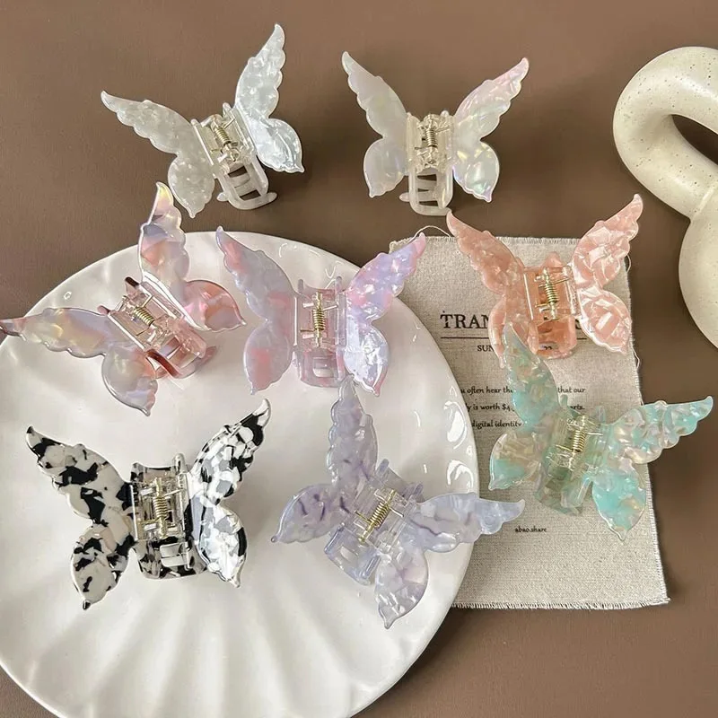 Pinza para el pelo de mariposa de acetato, herramientas de peinado para el cabello de estilo francés colorido, accesorios, pinzas para el cabello elegantes Retro, horquillas dulces para mujer