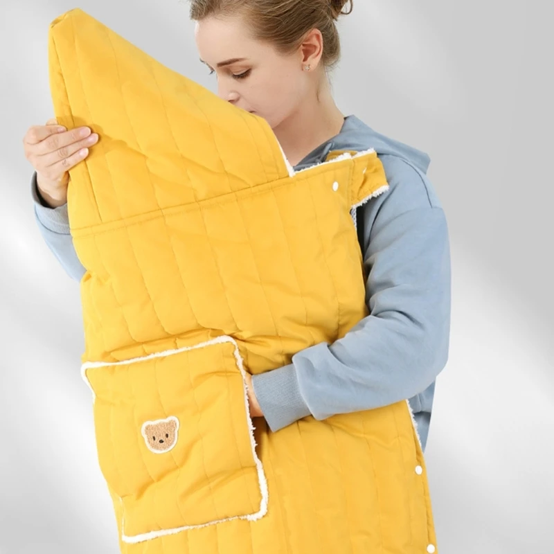 Manta gruesa de felpa para cochecito de bebé, cubierta de lana cálida a prueba de viento, manta para carrito de niño, funda para cochecito con capucha de oso de dibujos animados, invierno - imagen 2