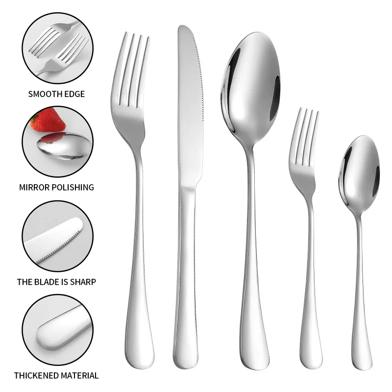 Juego de vajilla de acero inoxidable de 20 piezas: colección completa de comedor occidental con cuchillos, tenedores, cucharas y cubiertos elegantes - imagen 2