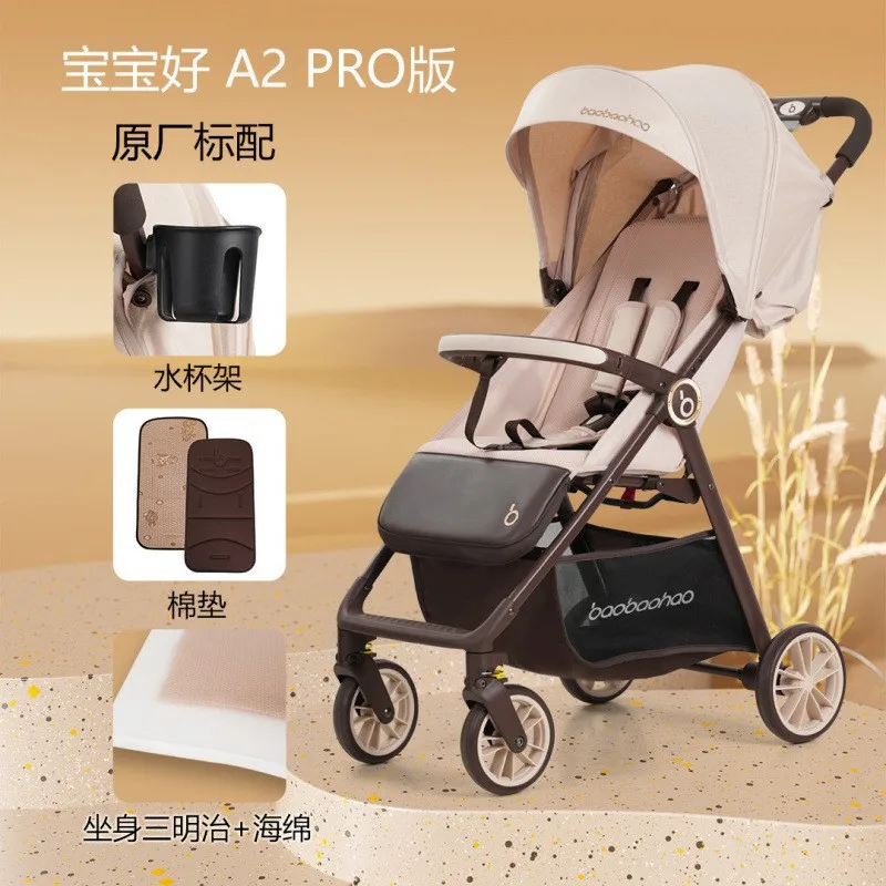 Cochecito de bebé con bolsillo, ligero, puede sentarse o acostarse, cochecito de bebé plegable con un clic - imagen 2