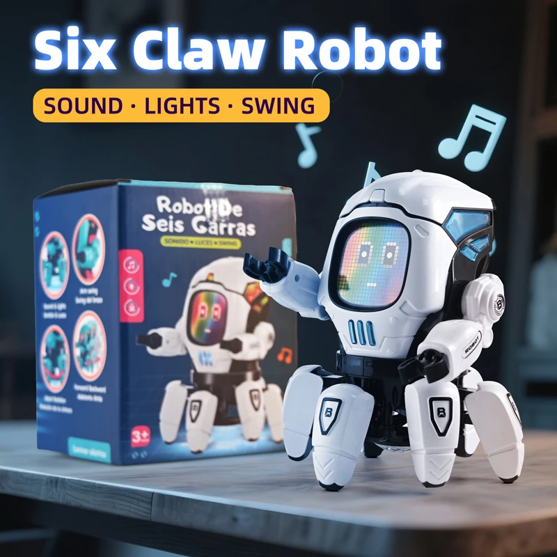 Robot LED interactivo infantil - 6 brazos musicales para niños - imagen 2
