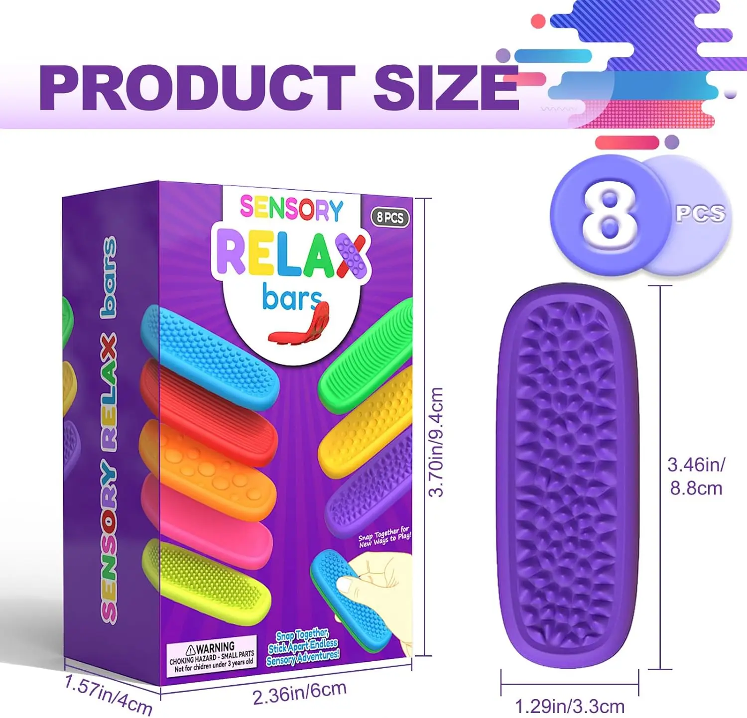 8 Uds. De juguetes sensoriales para niños, juguetes de succión elásticos texturizados, tiras sensoriales para viajes de oficina, regalo de Navidad - imagen 2